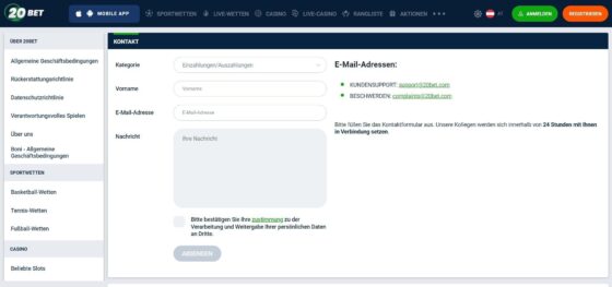 Kontakte zum Kundensupport