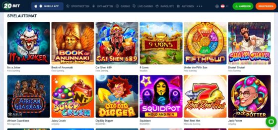 20bet Casino Spielautomaten
