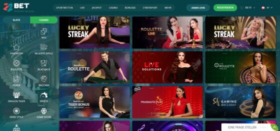 22bet Casino live