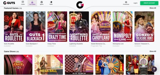 Guts Casino live