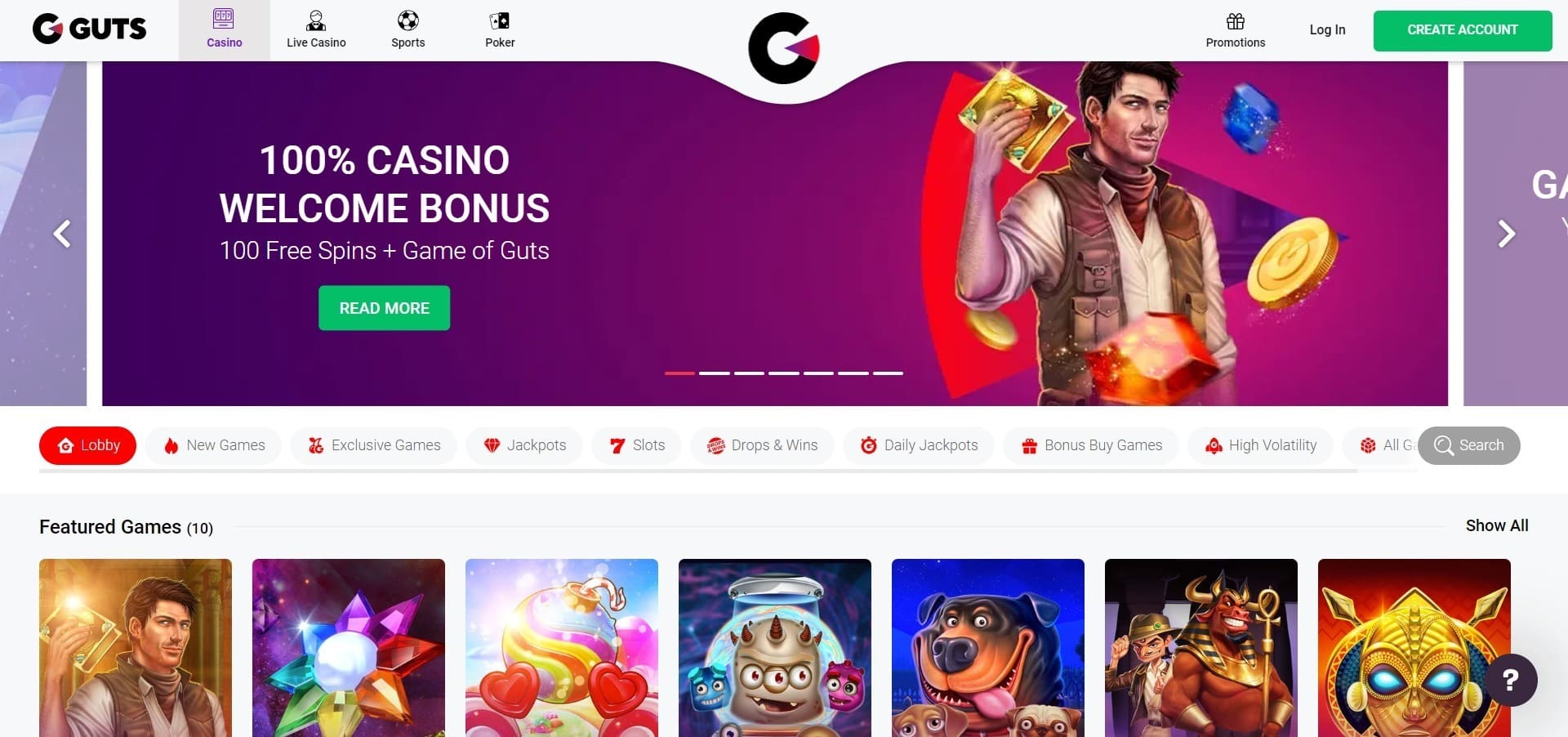 Offizielle Website der Guts Casino
