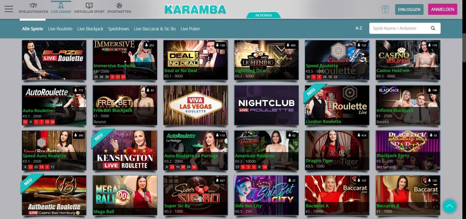 Karamba Casino live