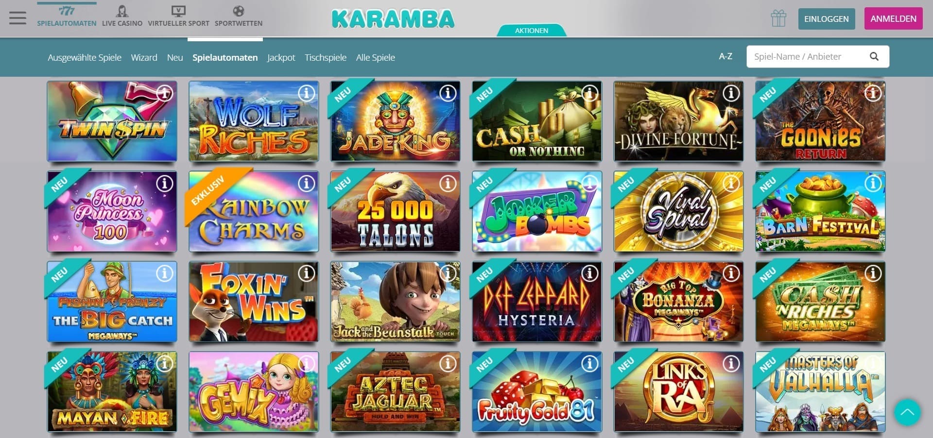 Karamba Casino slot machines