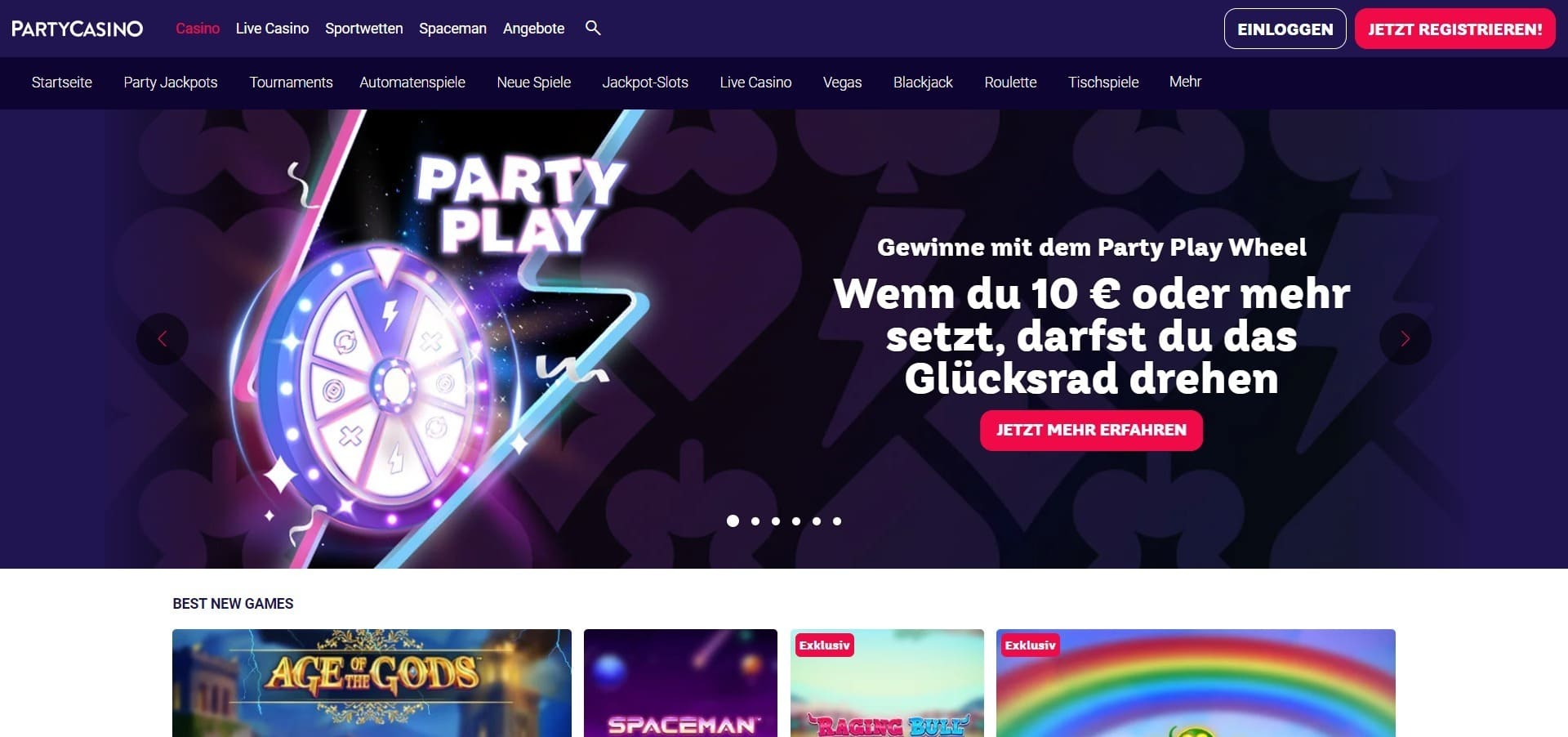 Offizielle Website der Party Casino