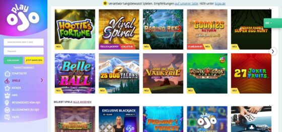 Play Ojo Casino slot machines