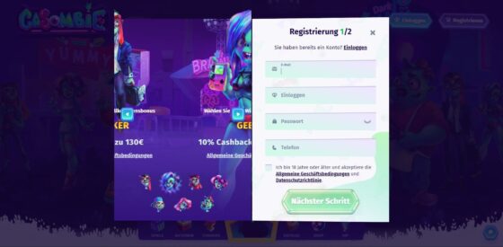 Anmeldung Casombie Casino