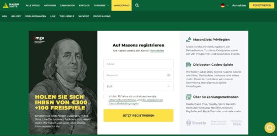 Offizielle Website der Mason Slots Casino