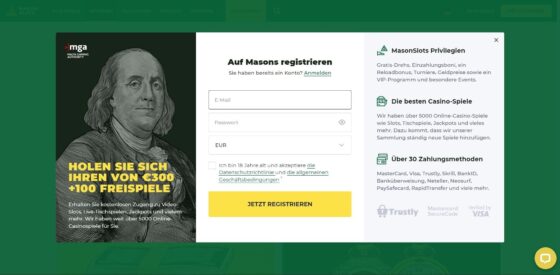 Anmeldung Mason Slots Casino