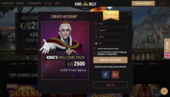 Anmeldung King Billy Casino