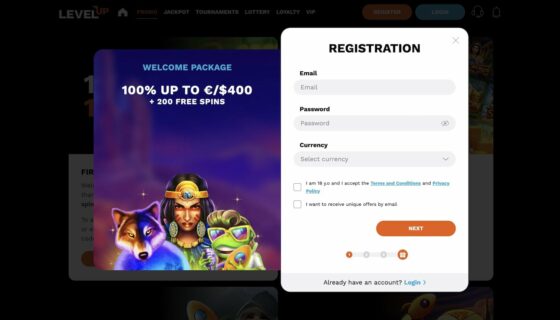Registrieren Sie sich unter LevelUp Casino